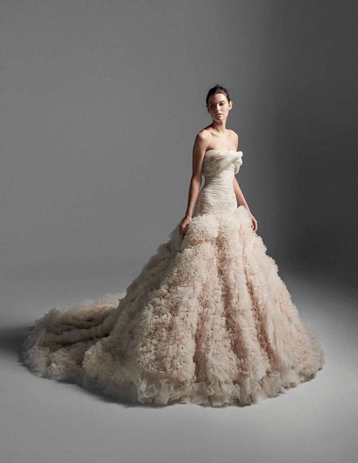 Krikor Jabotian A Line Wedding Dresses Ruffles Strapless Bridal Gowns Plus Size Wedding Gown robe de mariée Custom