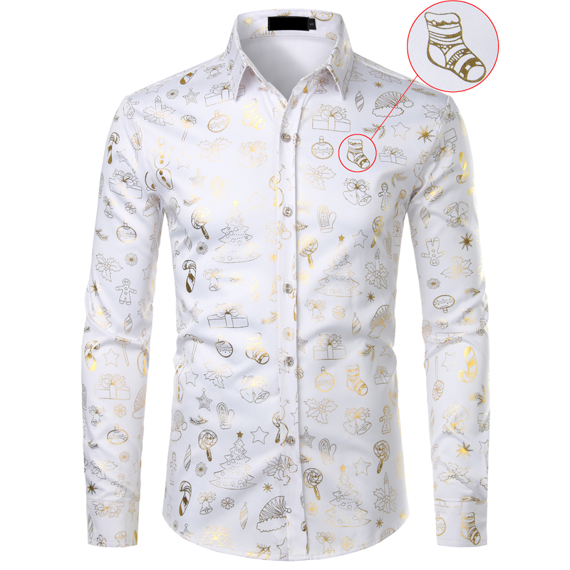 Christmas Shirt Male Funny Xmas Gift Gold Print Mens Dress Shirts Casual Party Prom Shirt for Men, Red
Christmas Shirt Male Funny Xmas Gift Gold Print Mens Dress Shirts Casual Party Prom Shirt for Men, Red