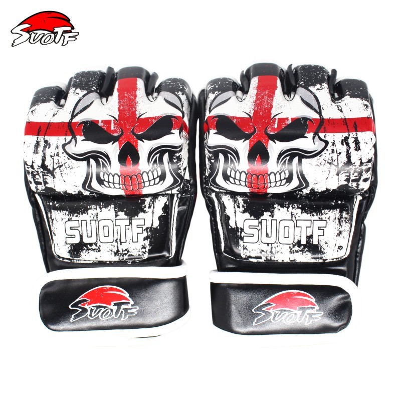 suotf MMA Skull Boxing Fighting Training Half Finger Training Taekwondo Glove wear resistant Tiger Muay Thai glove box sanda mma T191226