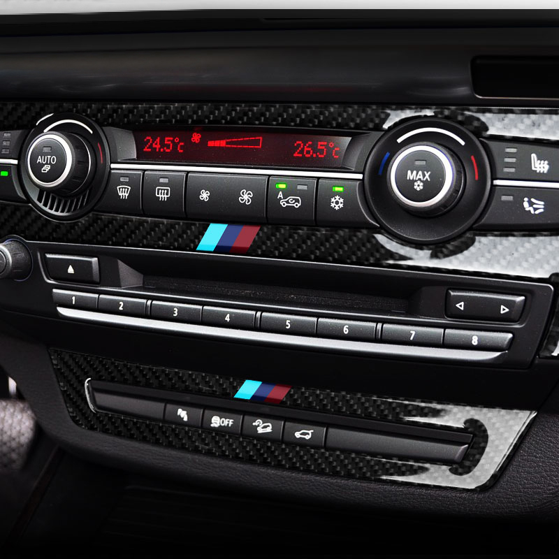 Carbon Fiber Refit Car Interior AC CD Control Decor Frame Gearshift Panel Decoration Sticker for BMW e70 e71 X5 X6 2008-2013