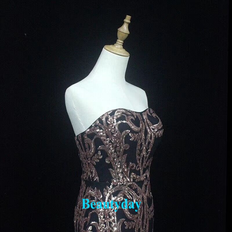 Real Image Sparkling Gold Sequins Lace Prom Dresses 2019 New Formal Evening Party Special Occasion Dress Dubai 2k19 Black Girl Couple Day