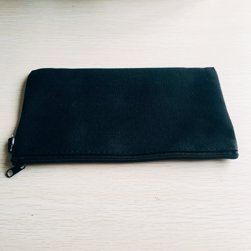 Blank Canvas Black Zipper Pencil Cases Pen Pouches Cotton Cosmetic Bags Makeup Bags Mobile phone Clutch organizer