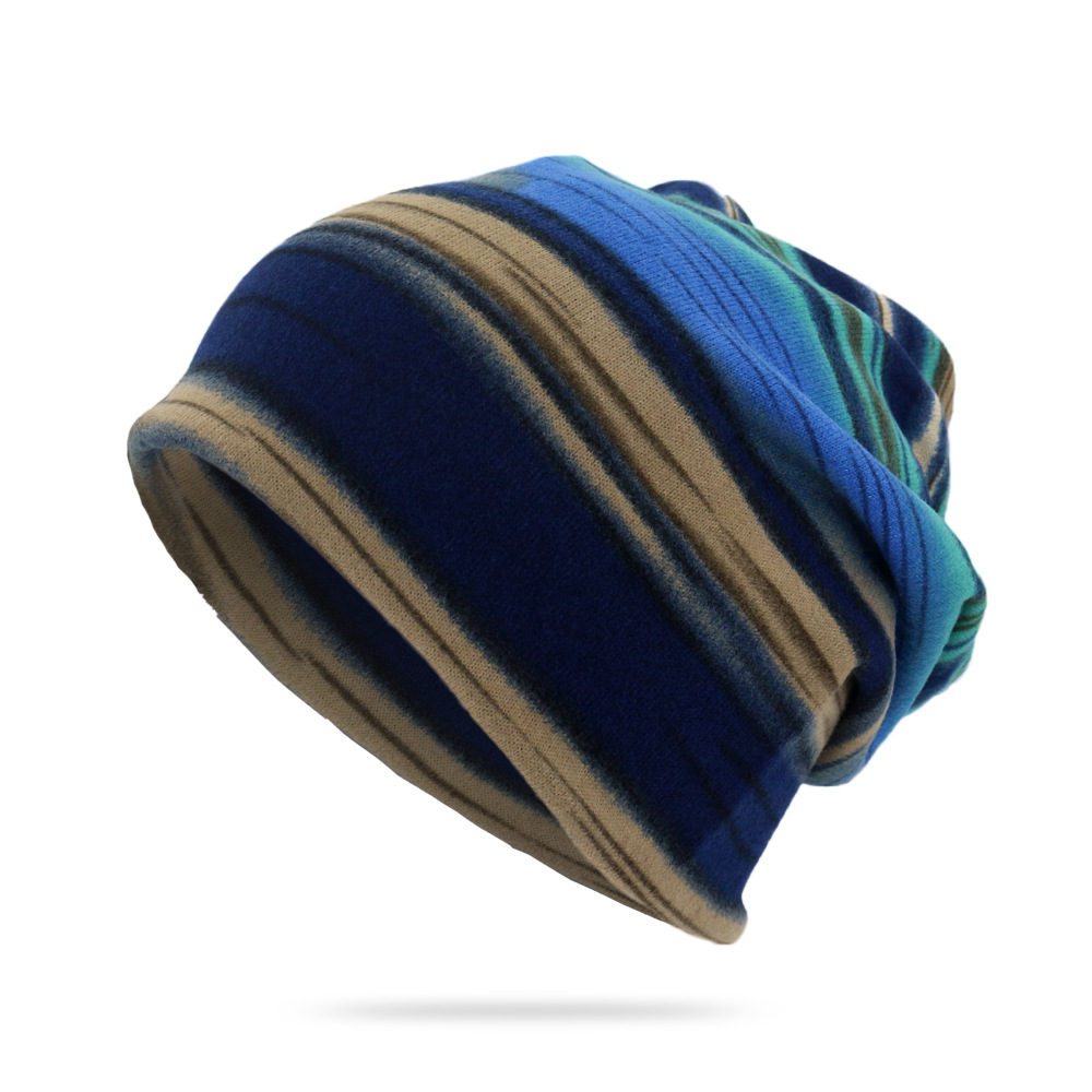 Fashion- Striped Beanie Chemo Cap for Cancer Patients Casual Outdoor Head Cover Comfortable Scarf Convertible Windproof Hat