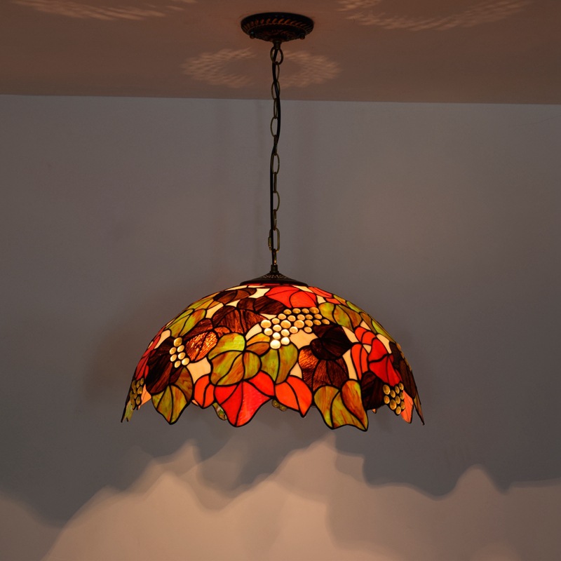 European retro glass lamp creative grape handmade Tiffany stained glass living room dining room bar bedroom art chandelier TF033