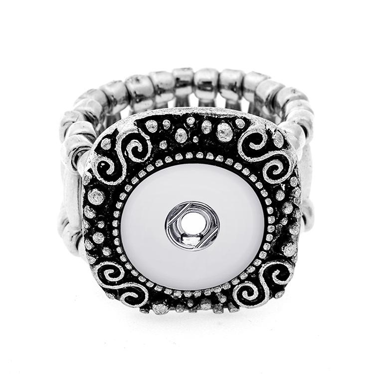 12MM Fashion Chunk Snap Button Rings Noosa Metal crystal Interchangeabale Ginger Snaps Adjustable Elastic Rings For women Men DIY Jewelry