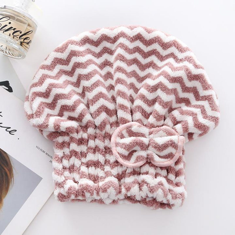 Women Bathroom Hair Towel Quick-Dry Hair Hat Turban Super Absorbent Head Wrap Shower Cap Bath Towels F3781