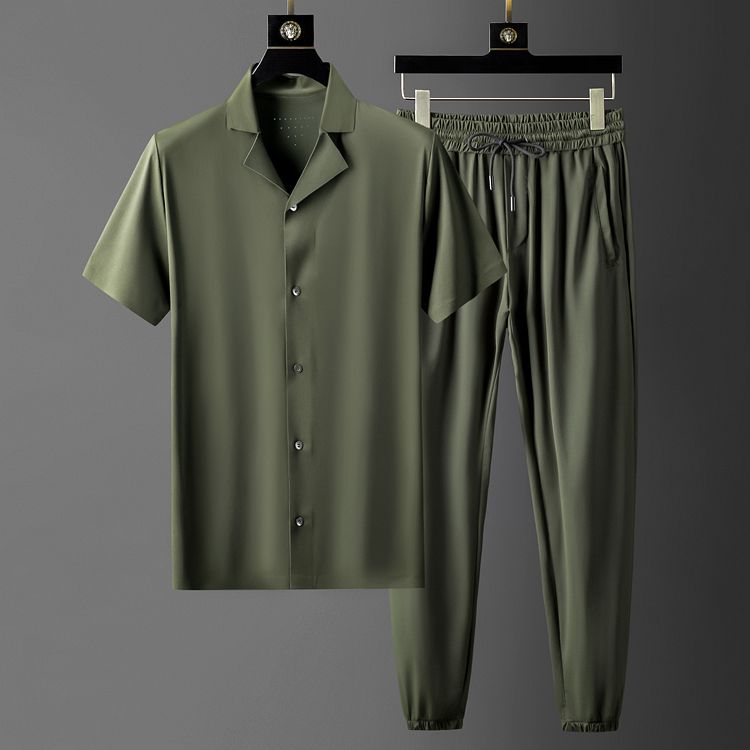 Minglu Summer Mens Sets (t-shirt+pants) Luxury Solid Color Short Sleeve Thin Male Sets Plus Size 4xl Elastic Waist Slim Man, Green
Minglu Summer Mens Sets (t-shirt+pants) Luxury Solid Color Short Sleeve Thin Male Sets Plus Size 4xl Elastic Waist Slim Man, Green