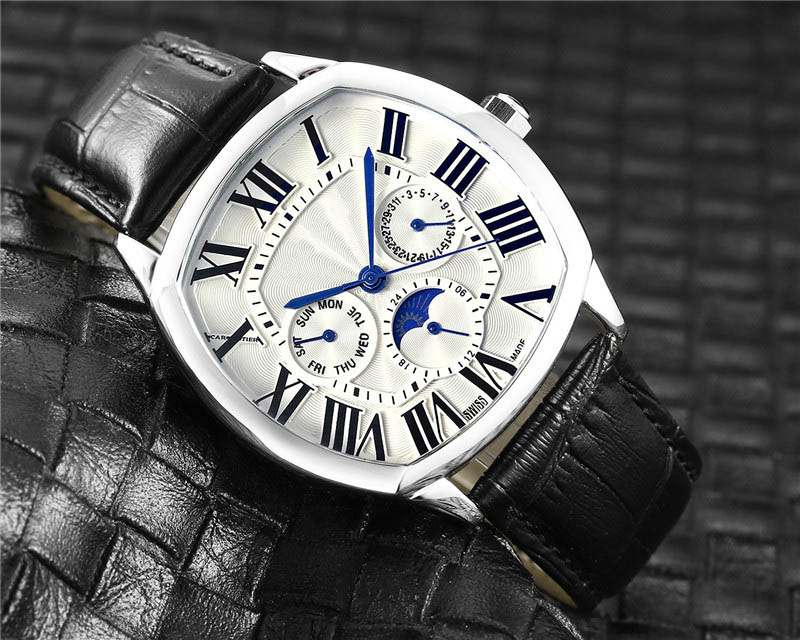 Luxury Mens Watches Designer Watches Multi-function Quartz Movement Wristwatch Leather Strap Mens Watches Wholesale montre de luxe, Slivery;brown
Luxury Mens Watches Designer Watches Multi-function Quartz Movement Wristwatch Leather Strap Mens Watches Wholesale montre de luxe, Slivery;brown