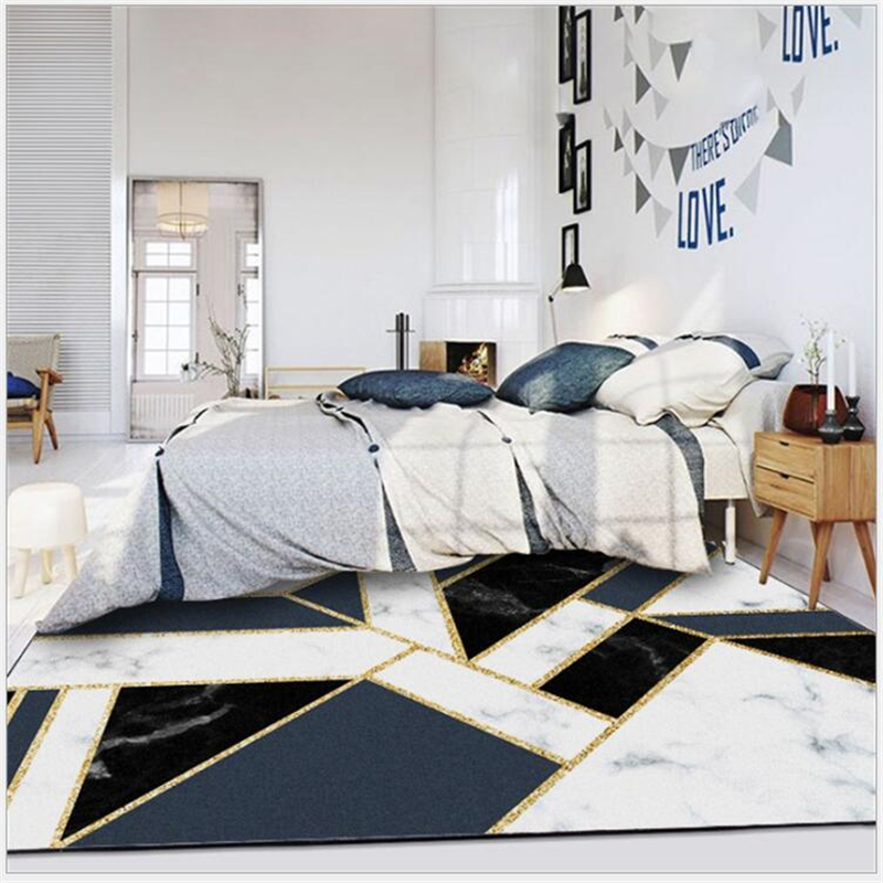 AOVOLL Metal Blue Geometric Ins Black White Marble Gold Strip Bedroom Living Room Floor Mat Carpet Bedroom Area Rugs, 01
AOVOLL Metal Blue Geometric Ins Black White Marble Gold Strip Bedroom Living Room Floor Mat Carpet Bedroom Area Rugs, 01