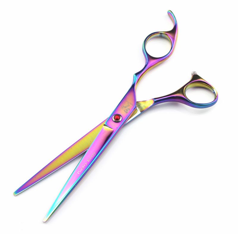 with retail packing poetry kerry 7.0 inch 6CR 62HRC hair Cutting/thinning scissors kit rainbow hair scissors set + comb