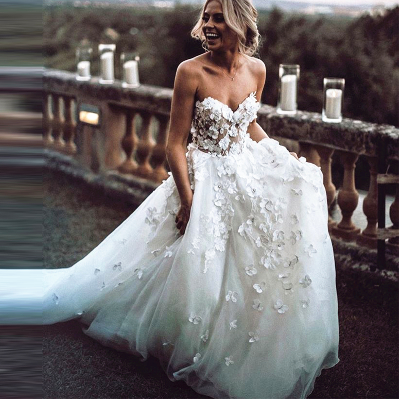 3D Flower Appliques Lace Tulle Wedding Dresses Illusion Bodice 2020 Romantic Park Wedding Bridal Gowns Vestidos De Noiva, Ivory
3D Flower Appliques Lace Tulle Wedding Dresses Illusion Bodice 2020 Romantic Park Wedding Bridal Gowns Vestidos De Noiva, Ivory