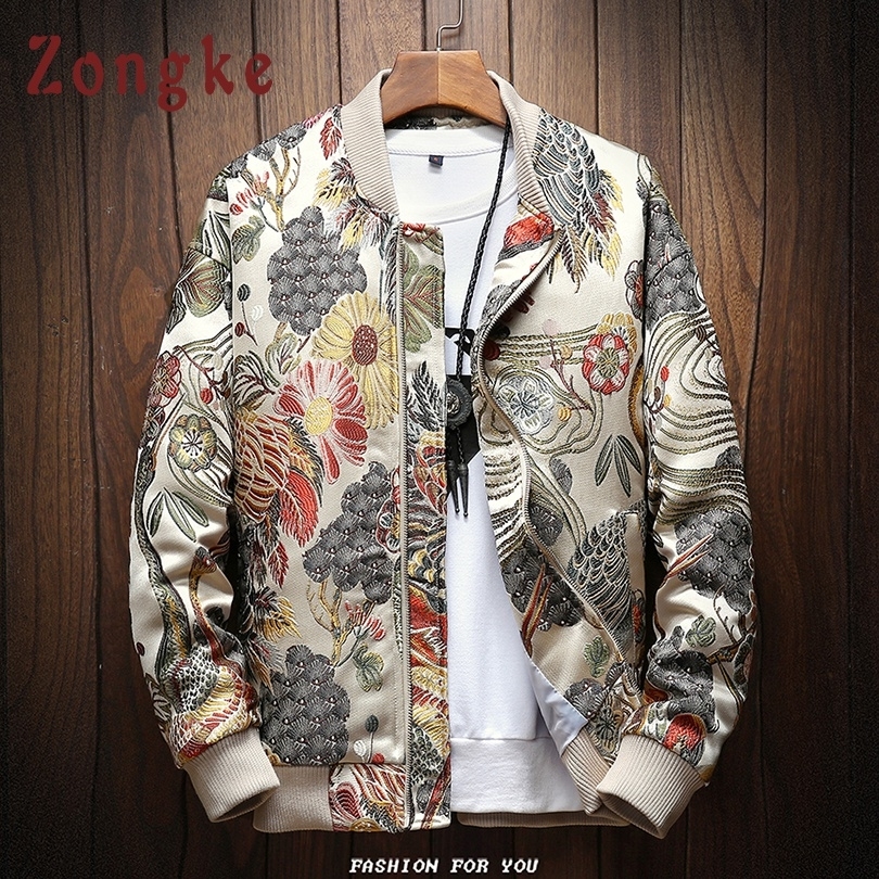 Zongke Japanese Embroidery Men Jacket Coat Man Hip Hop Streetwear Men Jacket Coat Bomber Jacket Men Clothes 2019 Sping New MX191026