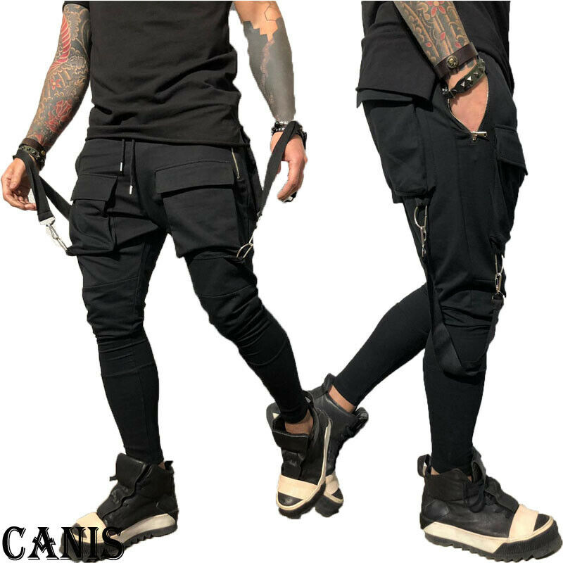 Men`s Fashion Gym Cargo Combat Trousers Solid Color Tracksuit Bottoms Skinny Joggers Sweat Track Pants