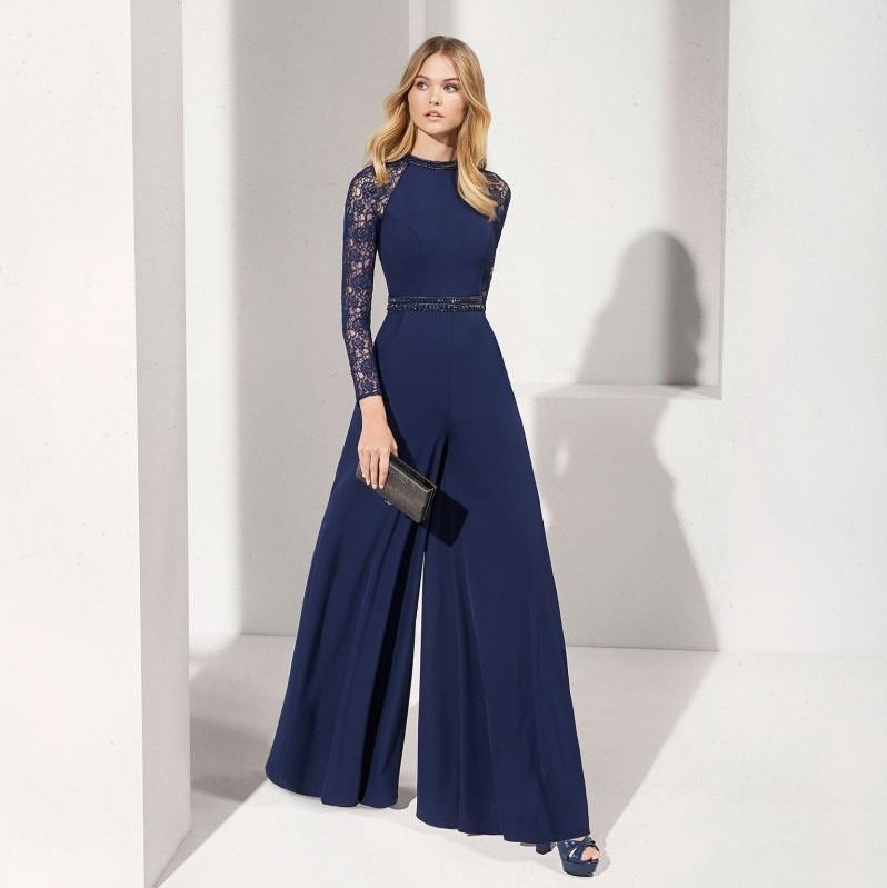 Dark Navy Lace Jumpsuit Long Sleeves Evening Dresses Jewel Neck Beaded Prom Gowns Floor Length Chiffon Formal Dress, Red
Dark Navy Lace Jumpsuit Long Sleeves Evening Dresses Jewel Neck Beaded Prom Gowns Floor Length Chiffon Formal Dress, Red