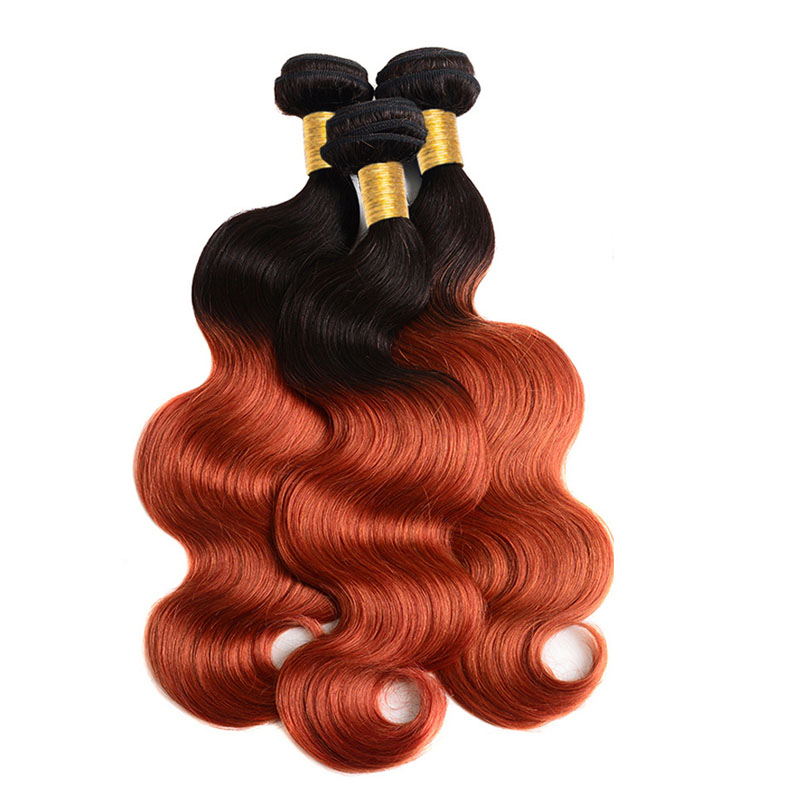 Malaysian Human Hair Virgin Hair 1B 350 Ombre Color Double Wefts 3 Bundles Body Wave 1b/350 Hair Extensions Three Pieces