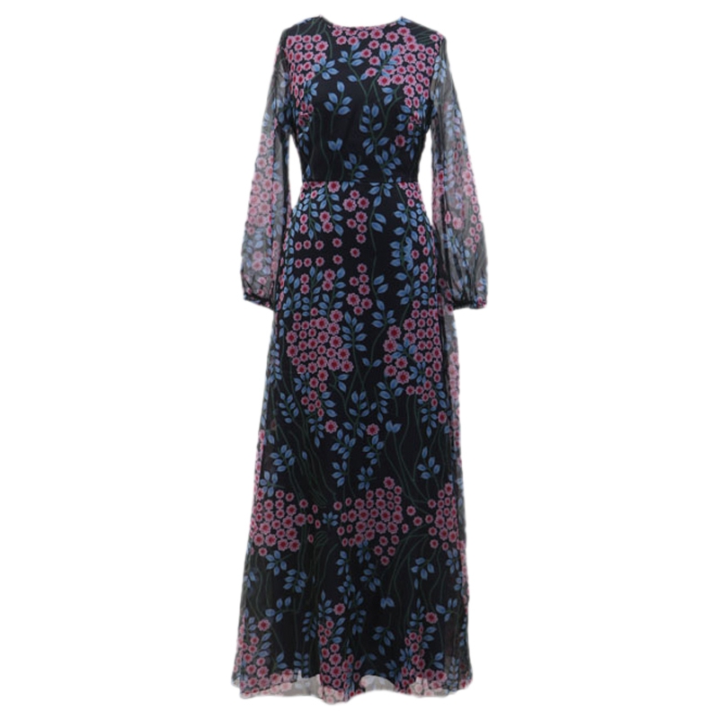 Elegant Spring Autumn Women Dress Casual Flower Print Maxi Dresses Fashion Tunic Dress, As pic 
Elegant Spring Autumn Women Dress Casual Flower Print Maxi Dresses Fashion Tunic Dress, As pic