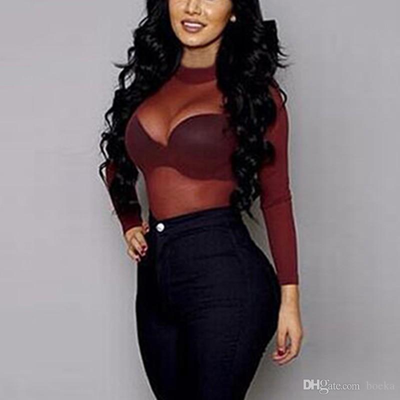 2018 Sexy Women T Shirt See Through Transparent Mesh Tops Long Sleeve Sheer Slim Ladies Turtleneck T-Shirt, Wine red
2018 Sexy Women T Shirt See Through Transparent Mesh Tops Long Sleeve Sheer Slim Ladies Turtleneck T-Shirt, Wine red