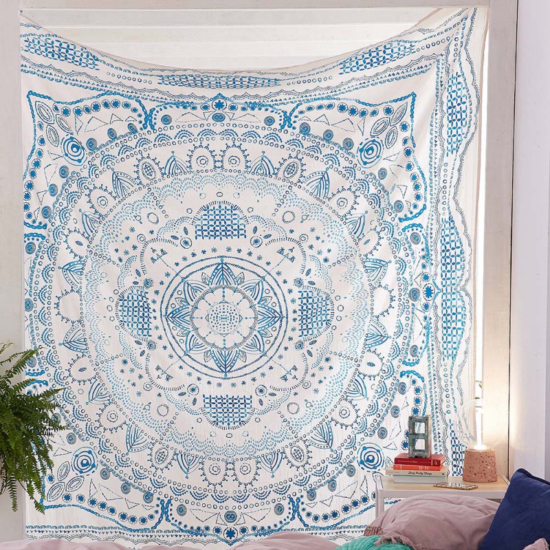 Tapestry Mandala Hippie Bohemian Wall Hanging Flower Tapestry Wall Hanging Decor for Living Room Bedroom 145x145cm