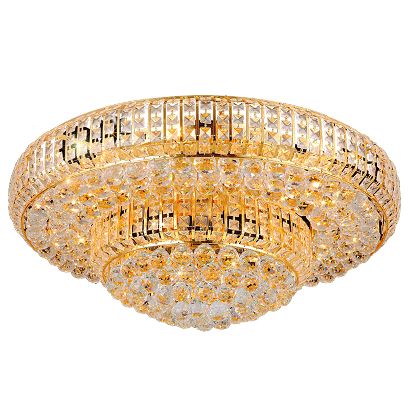 LED Light Modern Golden Crystal Ceiling Lights Fixture American Chandeliers Lamps Round Gold Hanging Light 3 White Color Changeable