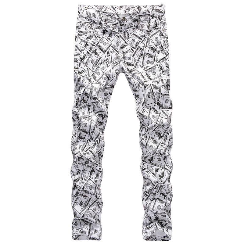 Unique Mens Skinny Printed Black White Jeans Fashion Designer Dollor Slim Fit Motorcycle Biker Hip Hop Denim Pants Streetwear Trousers 1860
Unique Mens Skinny Printed Black White Jeans Fashion Designer Dollor Slim Fit Motorcycle Biker Hip Hop Denim Pants Streetwear Trousers 1860