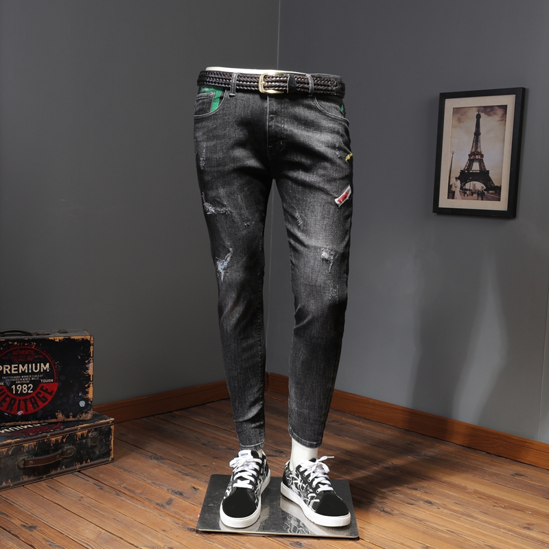Casual Mens Skinny Ripped Patch Jeans High Quality Streetwear Black Jean Pencil Pants for Cowboys Men HJ06
Casual Mens Skinny Ripped Patch Jeans High Quality Streetwear Black Jean Pencil Pants for Cowboys Men HJ06