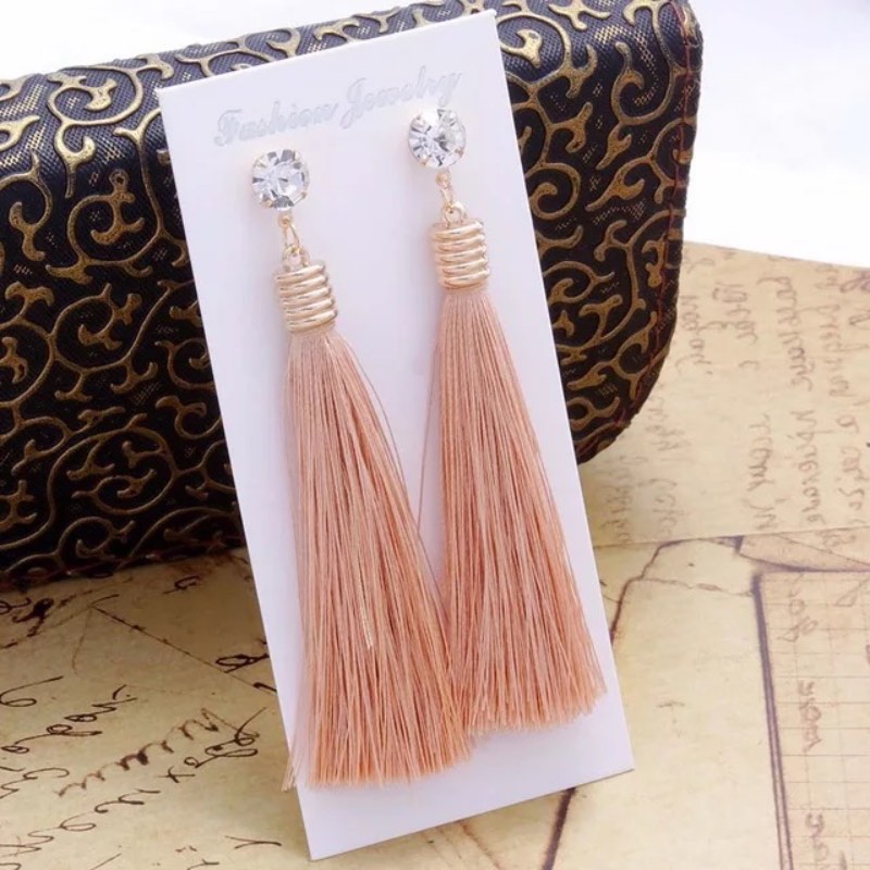 Fashion Bohemia Long Tassel Dangle & Chandelier Shiny Rhinestones Fringe Ear Drop Vintage Ethnic Earrings 10 Colors Women Jewelry