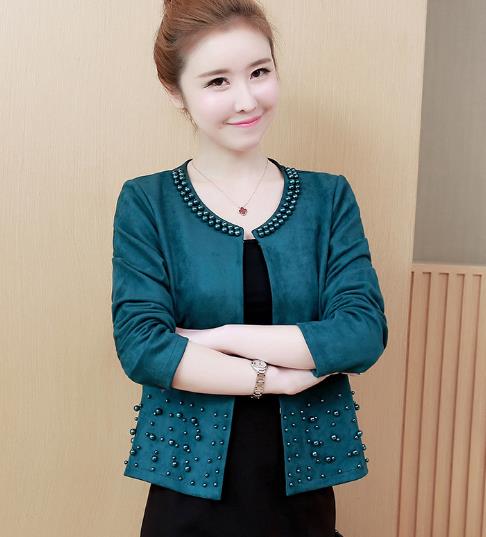 long sleeve autumn jacket women clothes plus size 4XL pink elegant beading outwear women jacket coat, Beige
long sleeve autumn jacket women clothes plus size 4XL pink elegant beading outwear women jacket coat, Beige