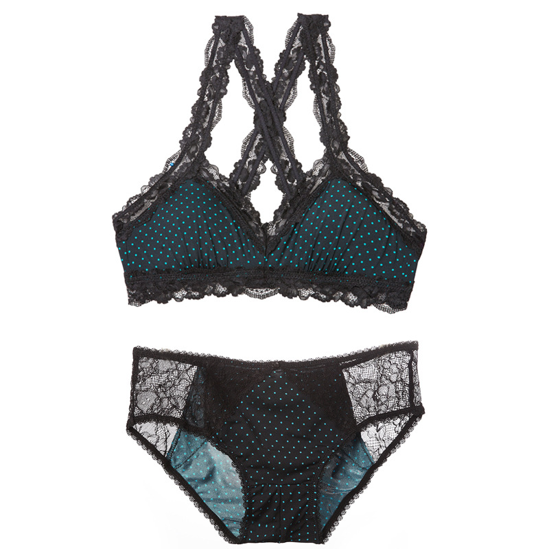 Lace triangle cup bra set comfortable and cute polka dot lingerie sets wire free thin section cross beauty back ladies underwear, Beige
Lace triangle cup bra set comfortable and cute polka dot lingerie sets wire free thin section cross beauty back ladies underwear, Beige