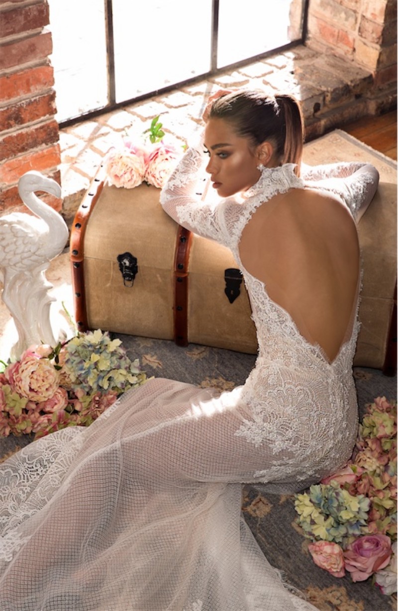 elihav sasson mermaid wedding dresses beaded high neck long sleeve court train trumpat country garden plus size lace bridal gowns