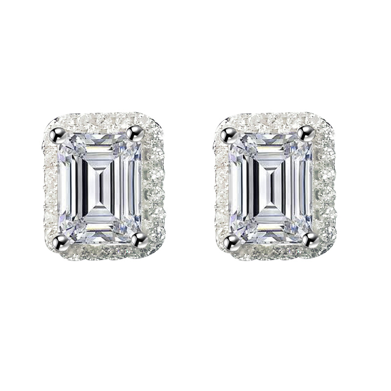 Wholesale Princess Cut White Topaz CZ Dia Stud Earrings | 2024 Party Jewelry Gift