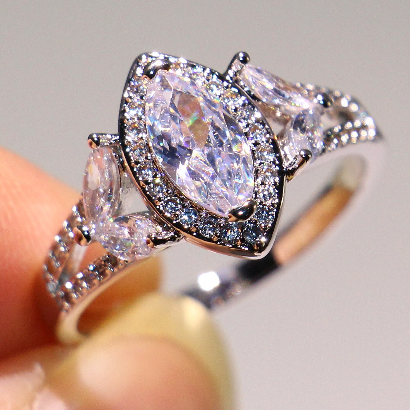 Sparkg Infinity Sterg Sier Marquise White Topaz CZ Dia Eternity Wedding Ring for Women, 2024 Collection