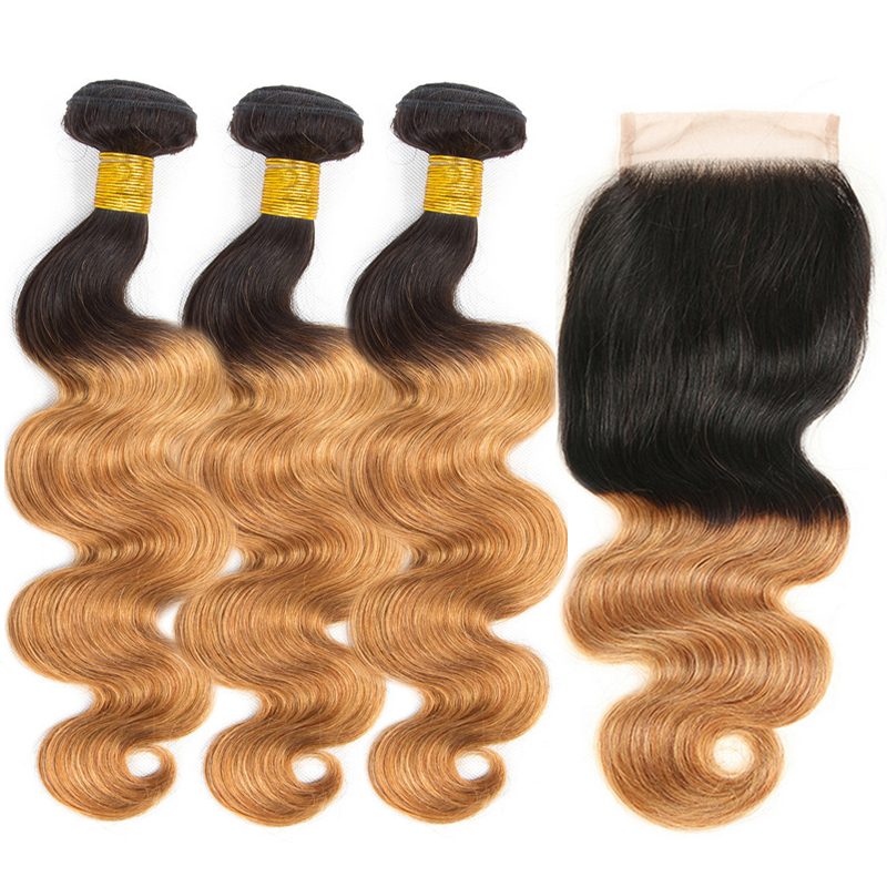 1B/27 Ombre Honey Blonde 8A Brazilian Virgin Human Hair 3 Bundles Body Wave with 4*4 Lace Closure Unprocessed Ombre Human Hair Extensions, Ombre color 1b/30
1B/27 Ombre Honey Blonde 8A Brazilian Virgin Human Hair 3 Bundles Body Wave with 4*4 Lace Closure Unprocessed Ombre Human Hair Extensions, Ombre color 1b/30