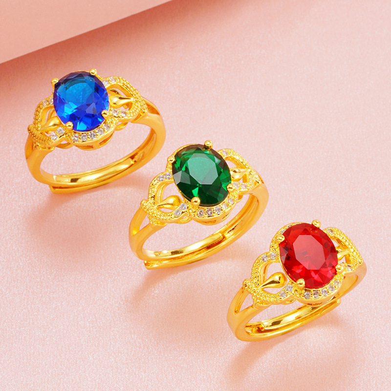 Red/Green/Blue Zircon Prong Settiing Womens Ring 18k Yellow Gold Filled Beautiful Finger Band Ring Size Adjust
Red/Green/Blue Zircon Prong Settiing Womens Ring 18k Yellow Gold Filled Beautiful Finger Band Ring Size Adjust