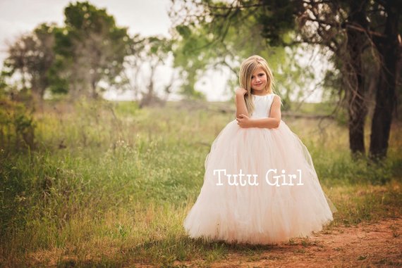 Tutu Flower Girl Dresses Jewel Neck Tulle Ball Gown Floor Length Custom Cheap Girls Pageant Dress Backless Kids Formal Gowns