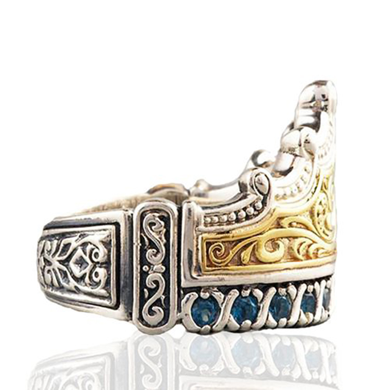 Vintage Yellow Gold Crown Ring Jewelry Rings for Men Women Wedding Party King Ring Bague Masculine Anillos Mujer Z5C123