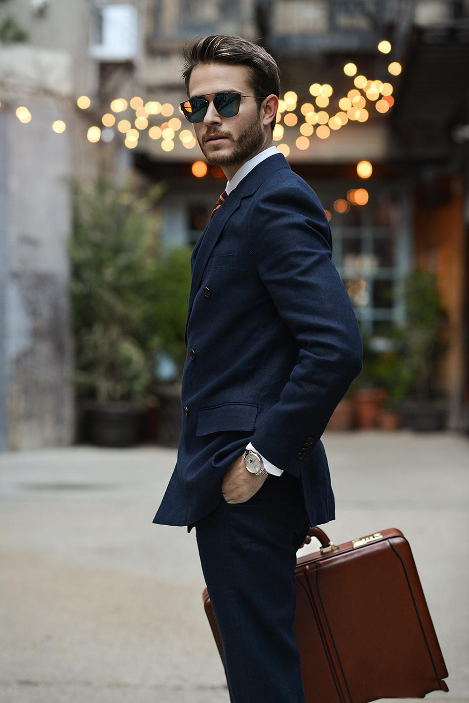 Fashion Dark Navy Double Breasted Men's Suits Two Pieces (Blazer+Pant) Peaked Lapel Wedding Slim Fit Tuxedos Plus Size Groom Wear