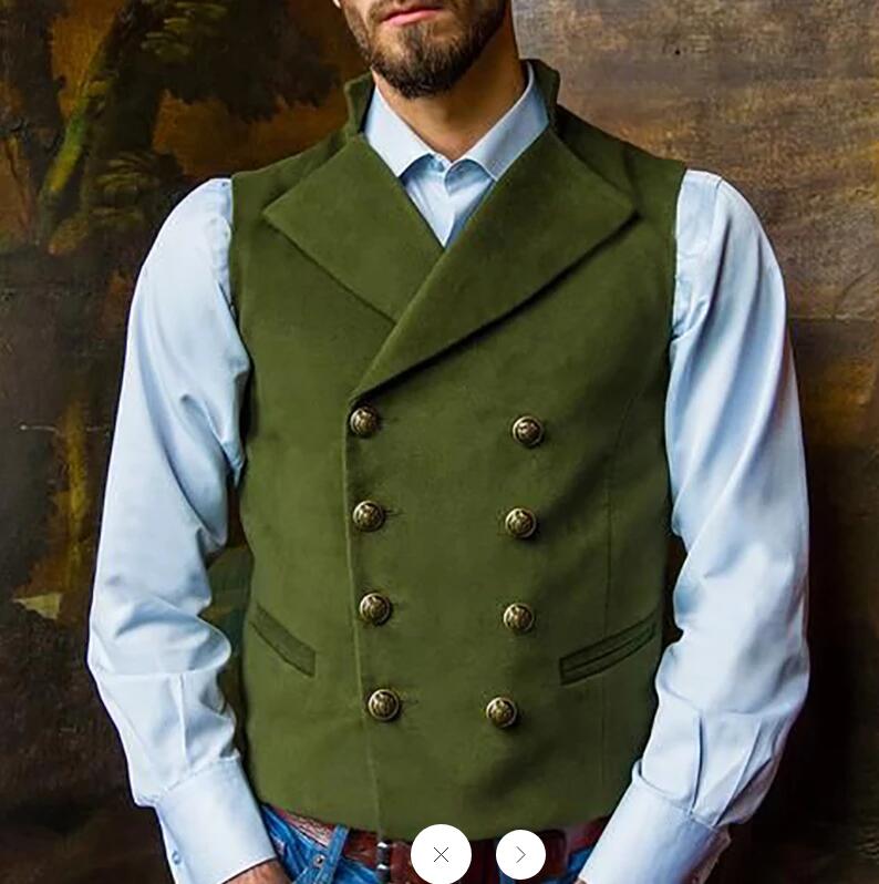 Rustic Groom Vests Attire For Wedding Groomsmen Double Breasted Wool Herringbone Tweed Slim Fit Mens Suit Vest Prom Dress Waistcoat 242