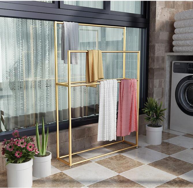 Simple towel racks bath indoor cloth rack iron art floor shelf metal clothes combination