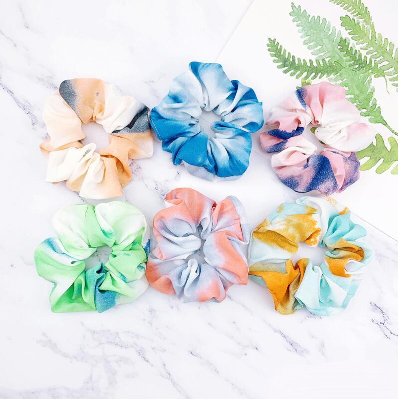 Ladies fashion Hair Scrunchies Dazzling Rainbow Shiny Metallic Large Hair Scrunchie Mermaid Elastics Ponytail Holder Hair Ties for