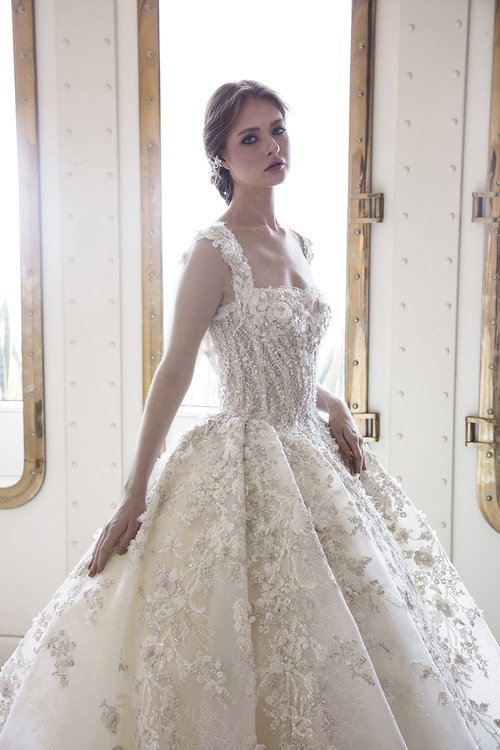 Ziad Nakad Vintage Wedding Dresses 2019 Luxury 3D Floral Appliques Ball Gown Backless Wedding Dress with Beads Custom Made Sexy Bridal Gowns