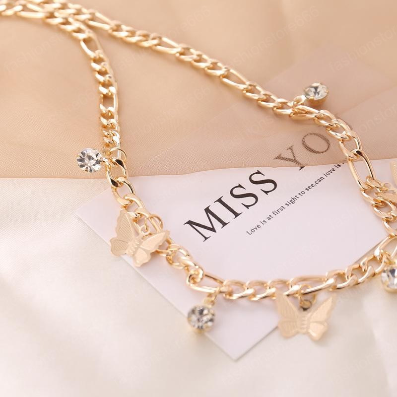Women Butterfly Choker Necklace Gold Plated Rhinestone Party Charm Jewelry for Girls Fashion Design Animal Pendant Collar Necklaces Gift Hot