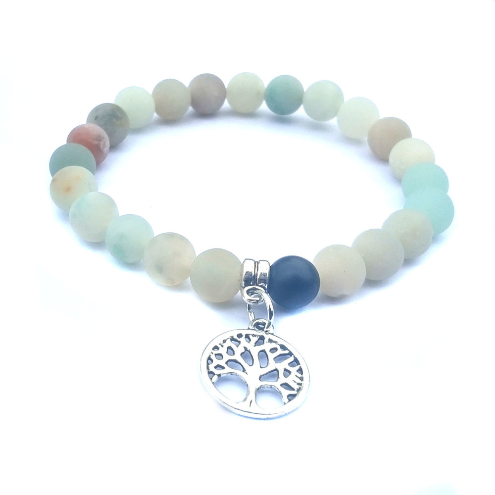 8mm natural stone Amazon agate life tree pendant bracelet lovers brothers friendship meaning energy bracelet