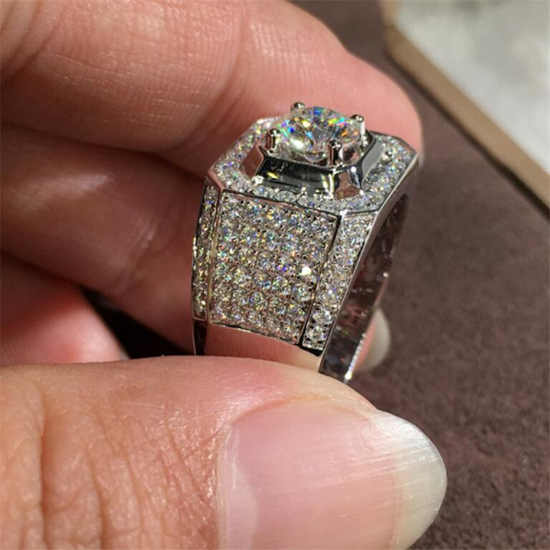 Victoria Wieck Luxury Jewelry 925 Sterling Silver Round Cut White Topaz Pave CZ Diamond Stackable Women Wedding Band Ring For Men Gift