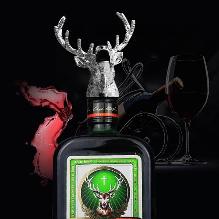 Elk Deer Head Wine Aerator Pourer made of Zinc Alloy Silicone Rubber Eco-Friendly Fantastic Beast Reuseable Spout Wine Server Tools