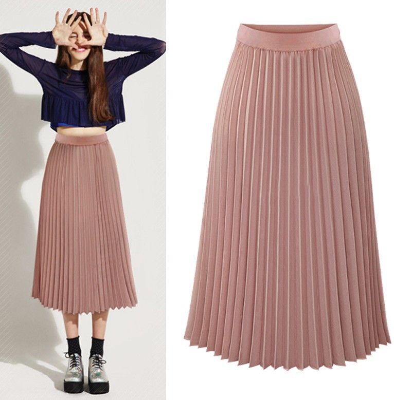 Women Pleated Skirt Spring Summer Fashion Wild Casual High Waist Skirt Office Lady Elegant Elastic Waist Pleated Female, Pink 6506
Women Pleated Skirt Spring Summer Fashion Wild Casual High Waist Skirt Office Lady Elegant Elastic Waist Pleated Female, Pink 6506