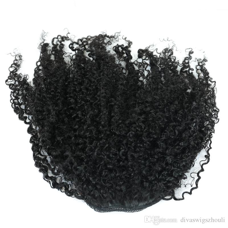 100% Brazilian Remy Wrap Around Clip human Hair afro ponytail extensions kinky curly Drawstring ponytail for black woman wang