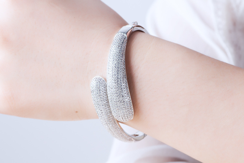 2024 New Sterg Sier White Sapphire CZ Dia Open Drop Bracelet, Original Jewelry for Women, Wedding Engagement Anniversary