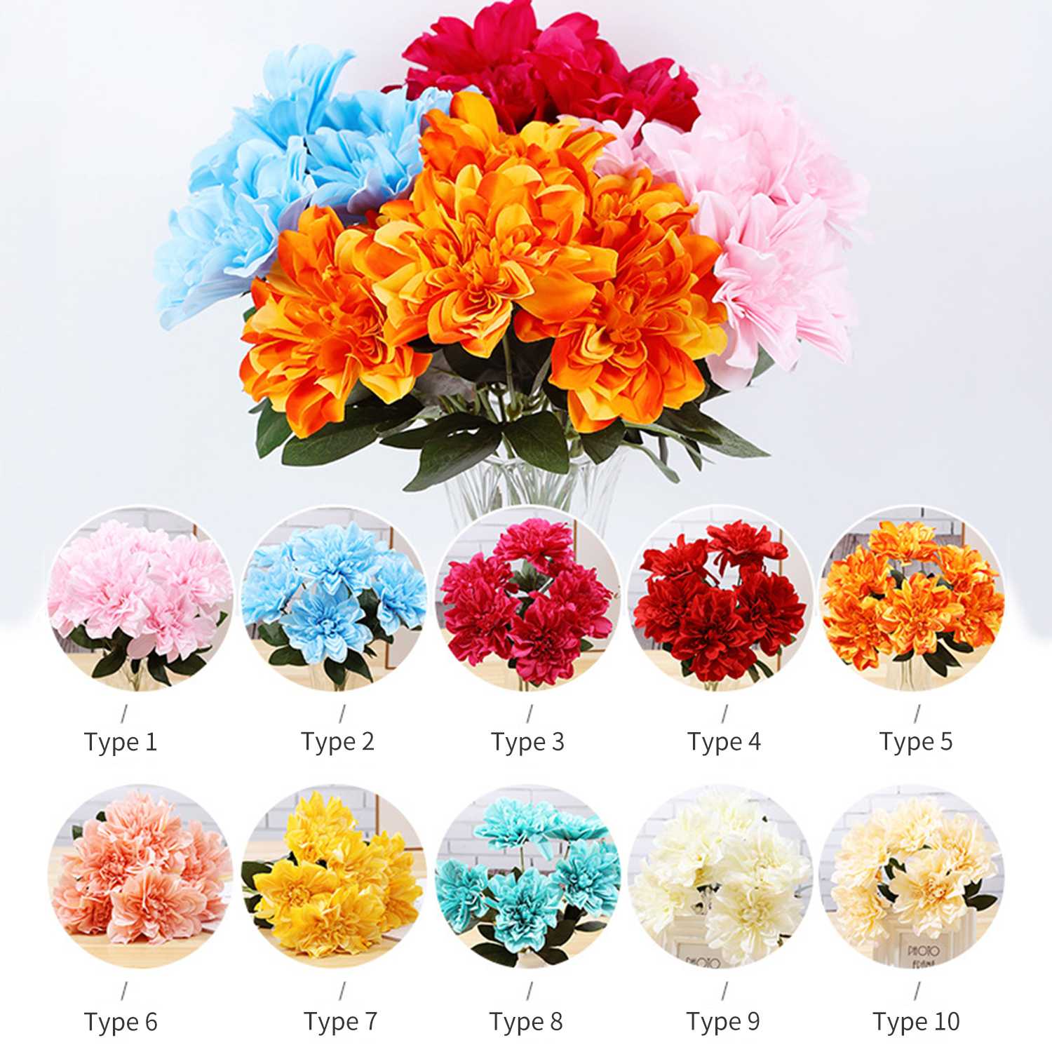 Artificial Flowers 6 Pcs/Set Colorful Bouquet Fake Flowers Indoor Artificial For Home Wedding Festival Decoration
Artificial Flowers 6 Pcs/Set Colorful Bouquet Fake Flowers Indoor Artificial For Home Wedding Festival Decoration