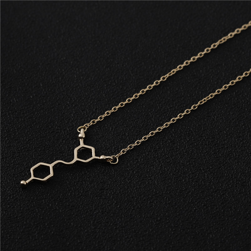 30PCS Resveratrol Red Wine Molecule Necklace Hormone Chemical Structure Dopamine Molecular Chemistry Geometric Necklaces