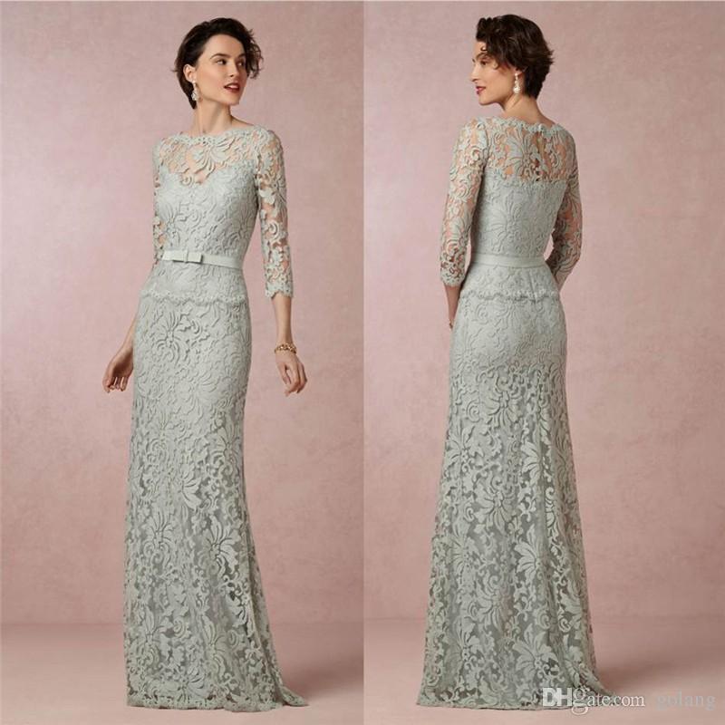 New Arrival Sheath Mother of the Bride Dresses Long Lace Wedding Guest Dresses 3/4 Sleeve Custom Made Dress Evening Wear